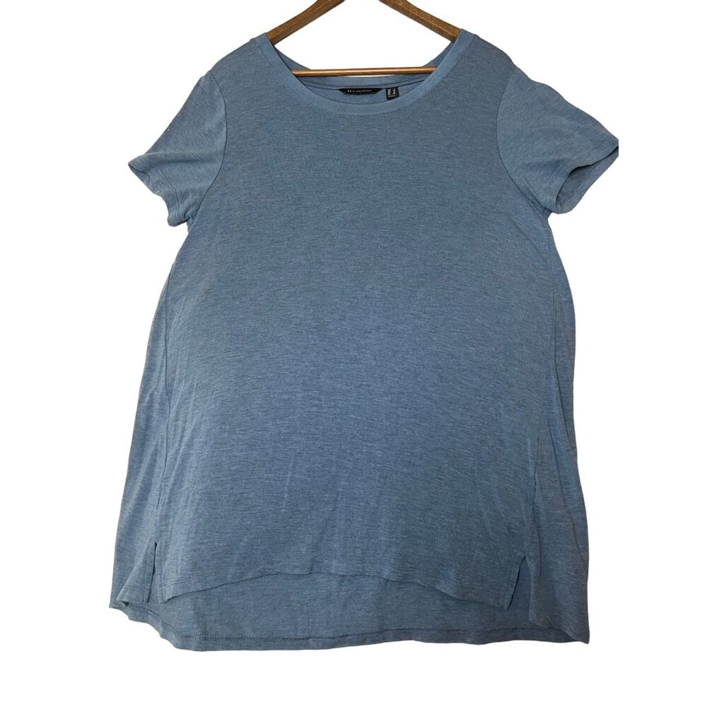 H By Halston Top Jersey Women's Large Blue Modal Blend Short Sleeve Top Round Ne